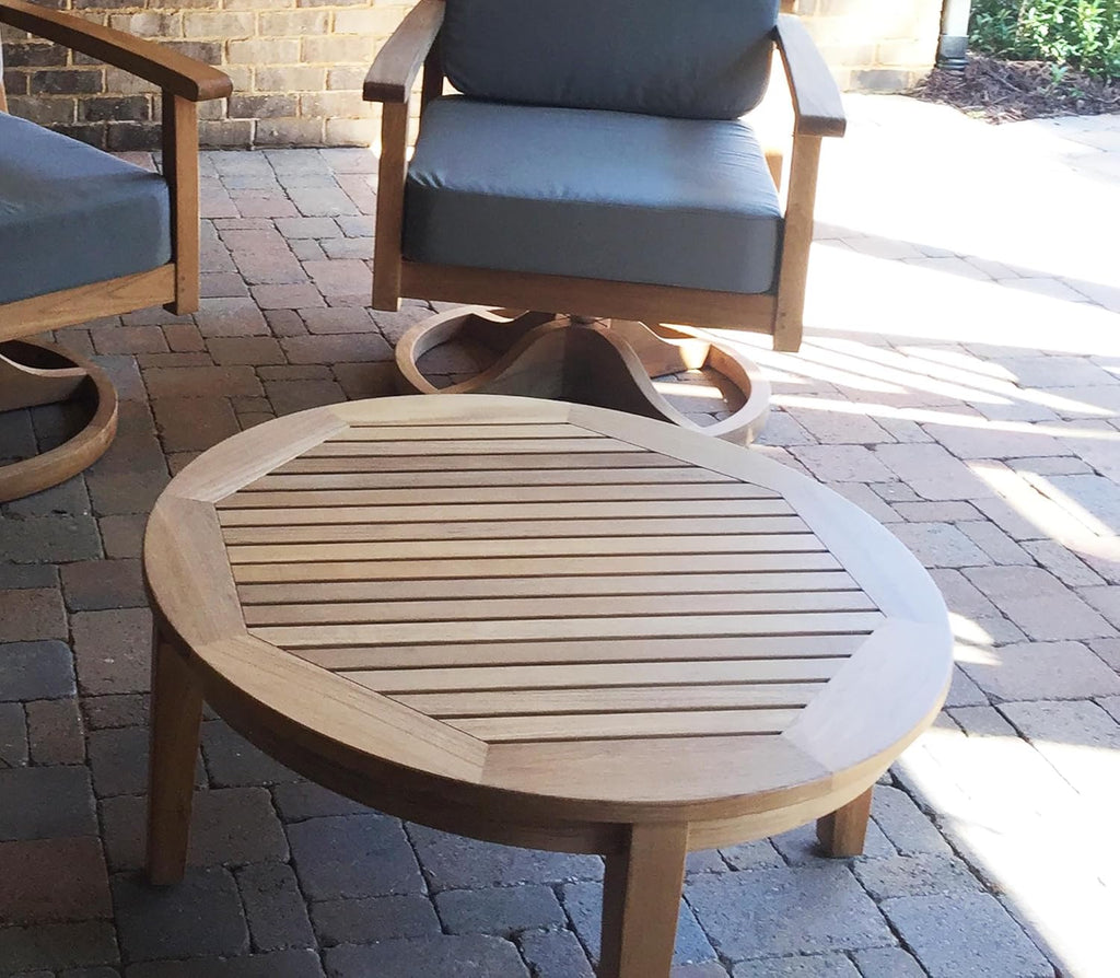 Atlantic Round Teak Outdoor Coffee Table, Natural