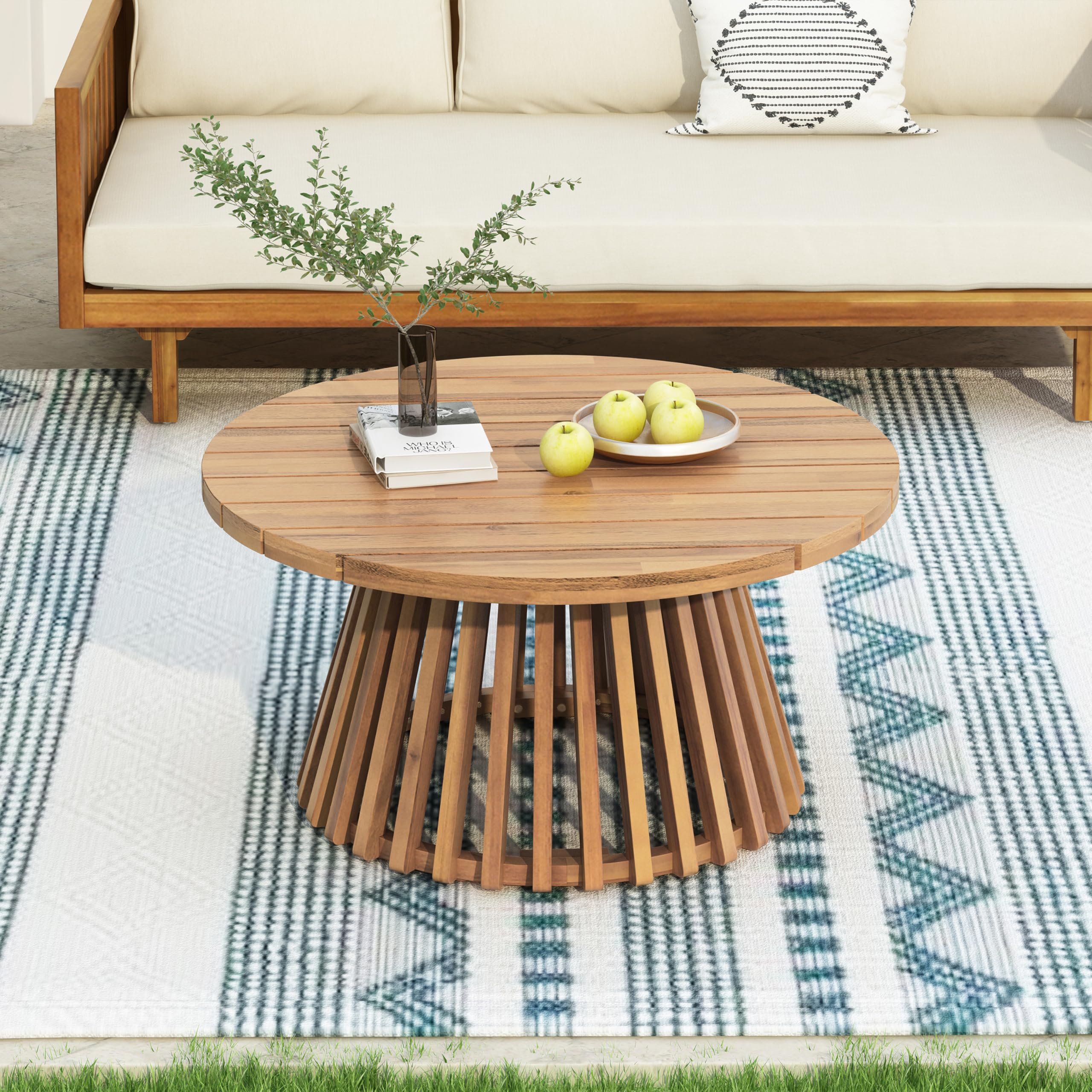 Light Teak Wooden Outdoor Table for Patio & Backyard
