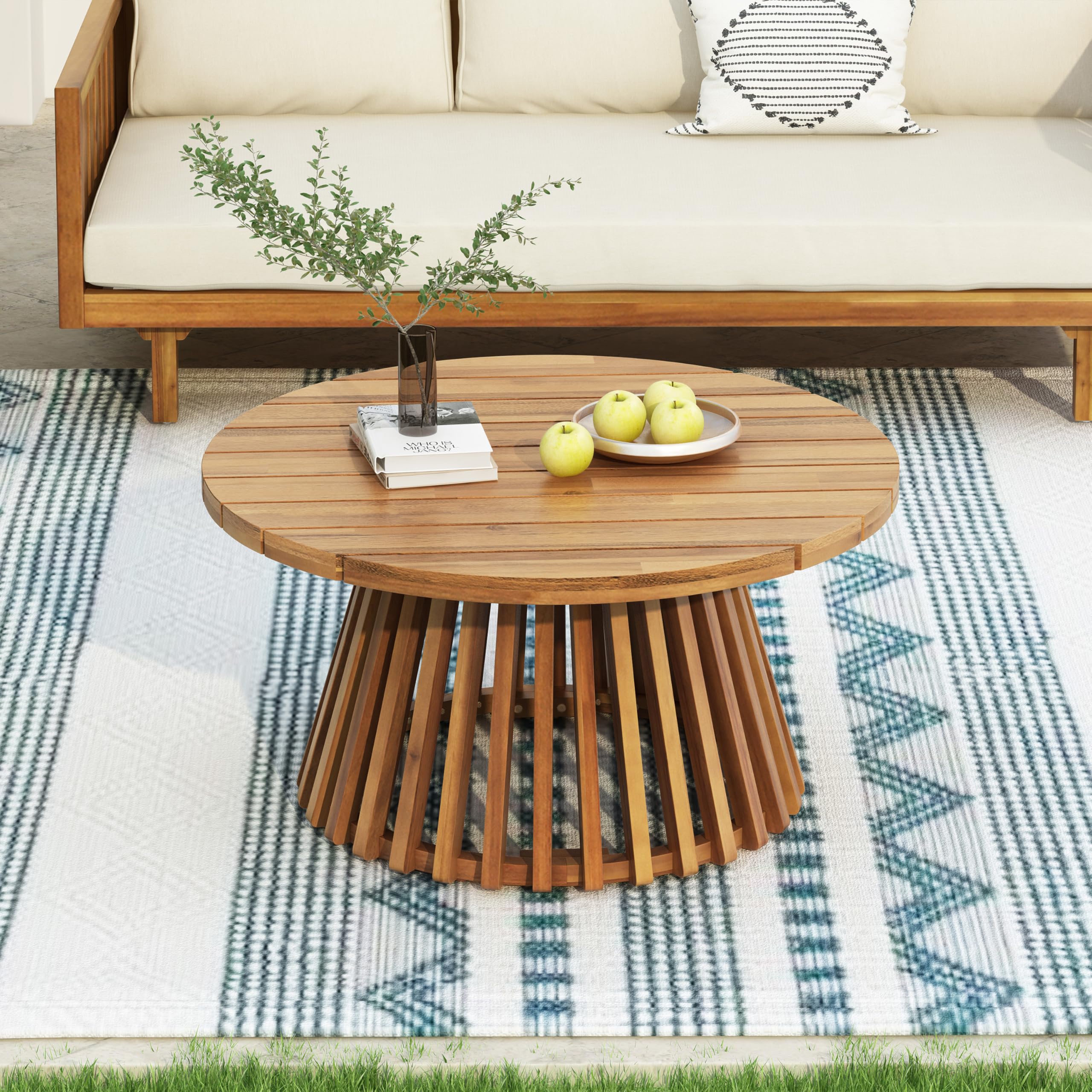Light Teak Wooden Outdoor Table for Patio & Backyard