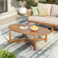 Teak Solid Wood Outdoor Table with Slat Top for Patio