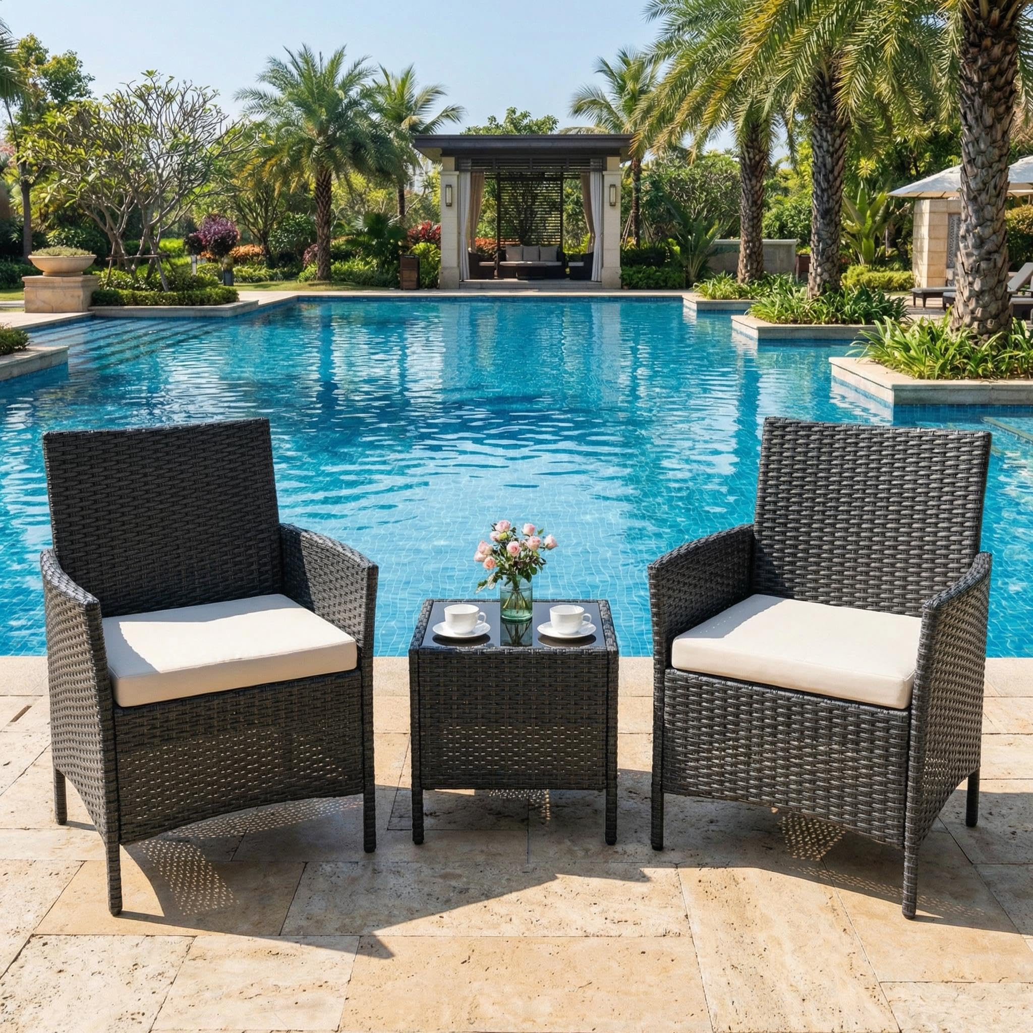 Outdoor Storage Bench with Cushion, Hand-Woven Yellow Wicker Deck Box with Backrest, Large Capacity Patio Storage Seat, Waterproof All-Weather Rattan Bench for Garden, Porch, Poolside