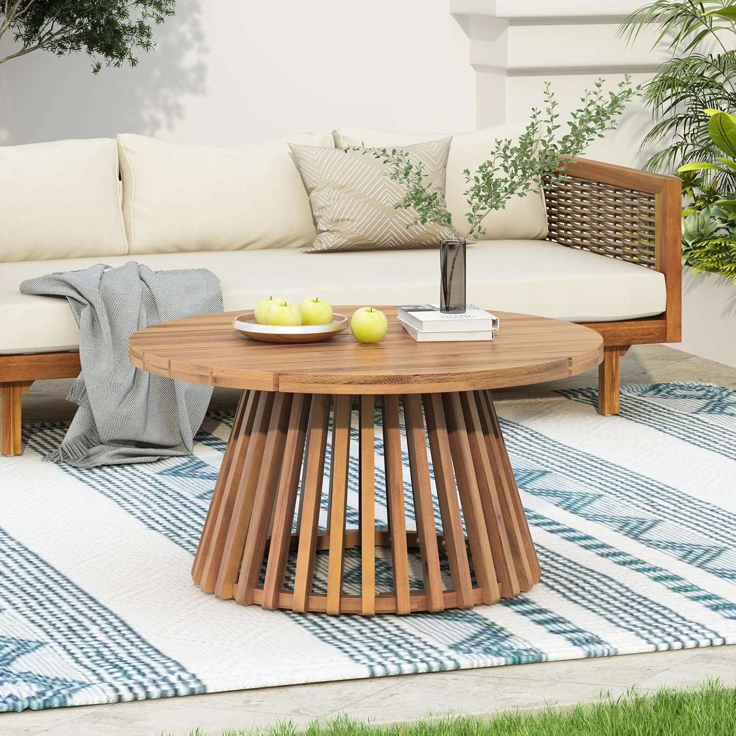 Light Teak Wooden Outdoor Table for Patio & Backyard