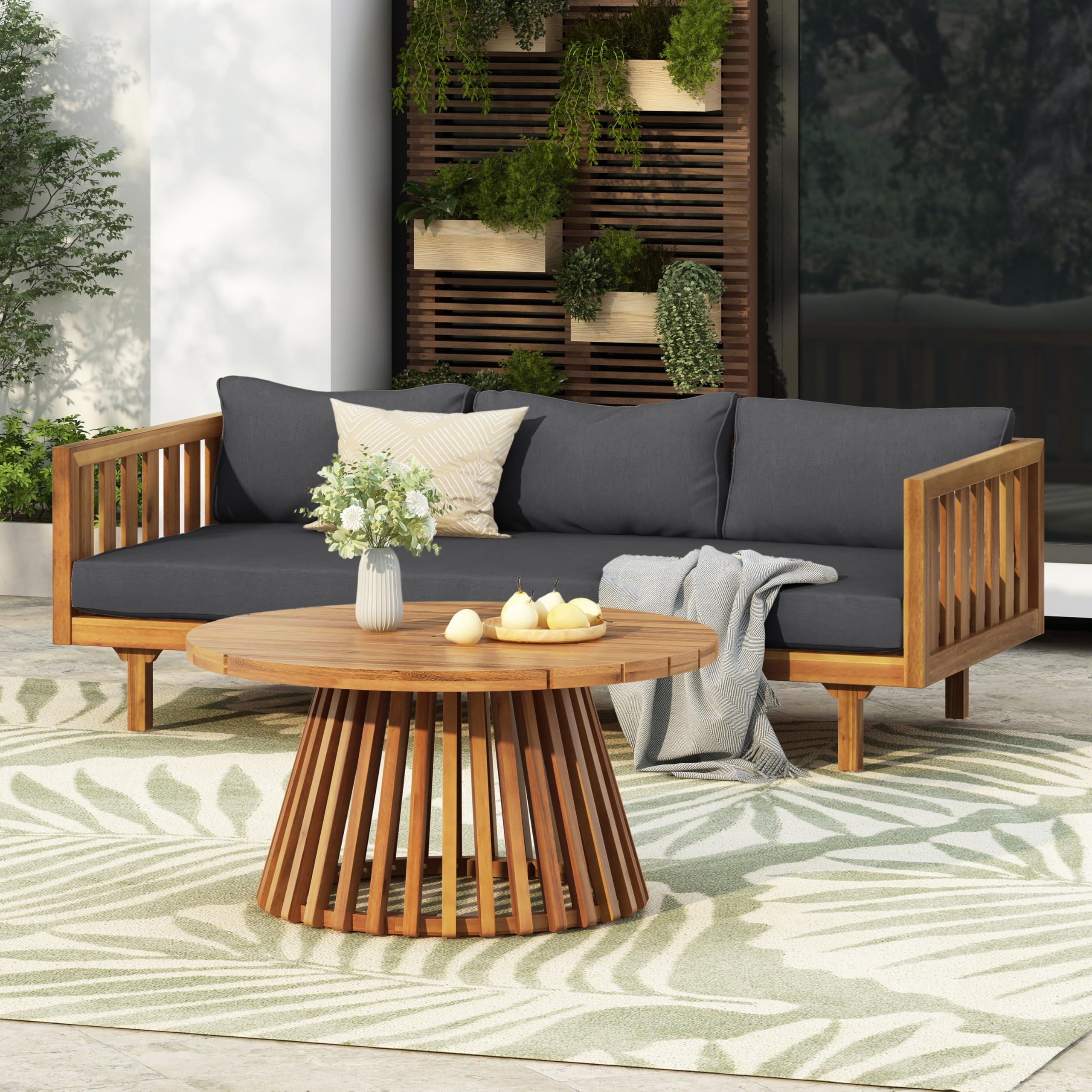 Light Teak Wooden Outdoor Table for Patio & Backyard