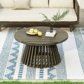 Merax Patio Outdoor Acacia Wood Round Coffee Table for Backyard, Lawn, Balcony, Teak Finish