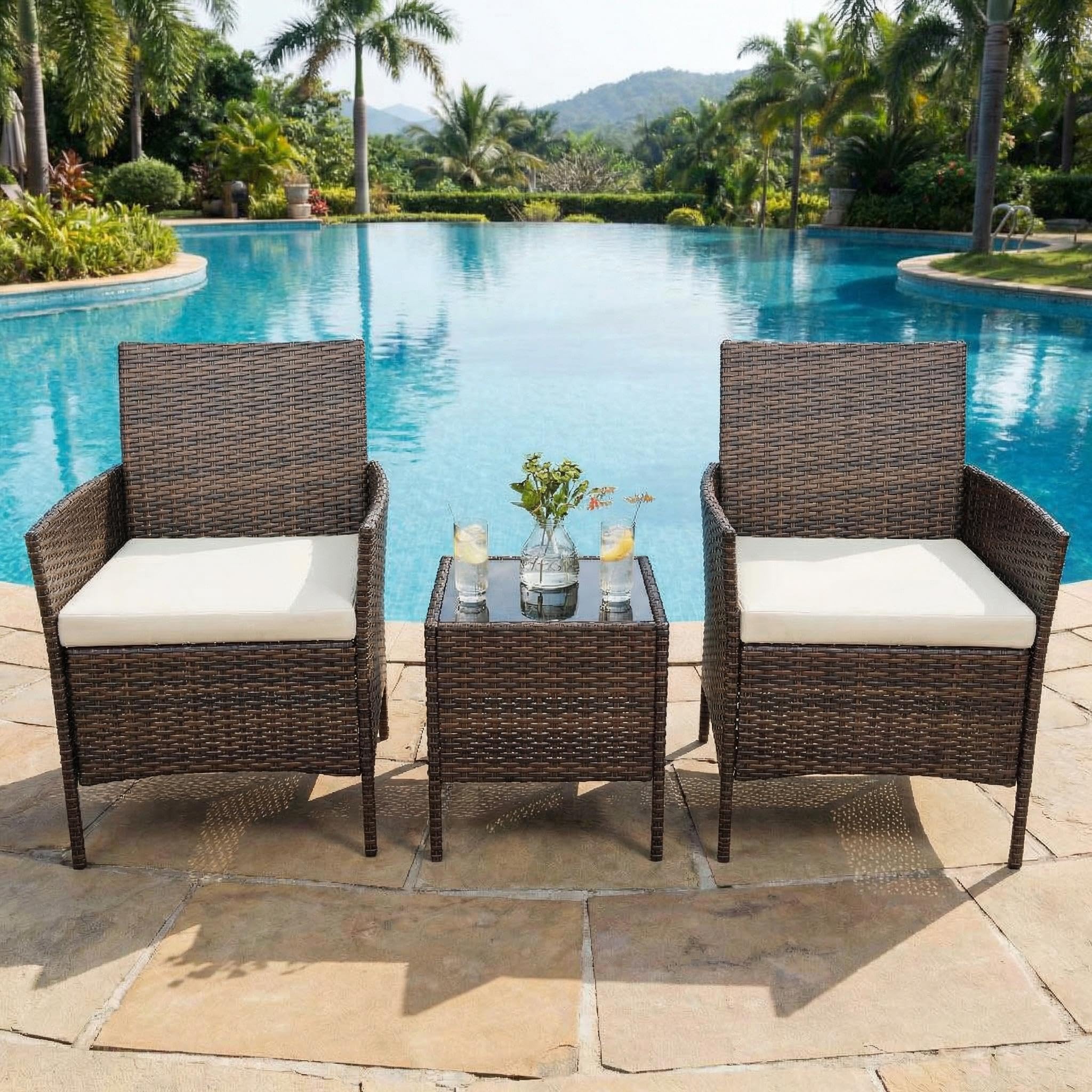 Outdoor Storage Bench with Cushion, Hand-Woven Yellow Wicker Deck Box with Backrest, Large Capacity Patio Storage Seat, Waterproof All-Weather Rattan Bench for Garden, Porch, Poolside